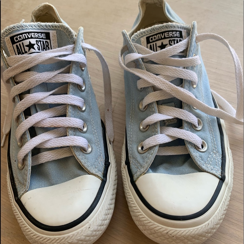 Light blue converse low top sneakers